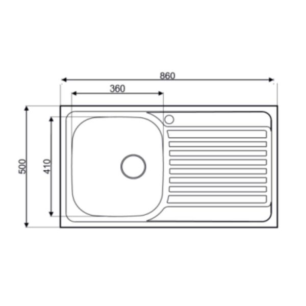 Lavello incasso cucina MP861VDX acciaio 86x50 cm una vasca e gocciolatoio destro
