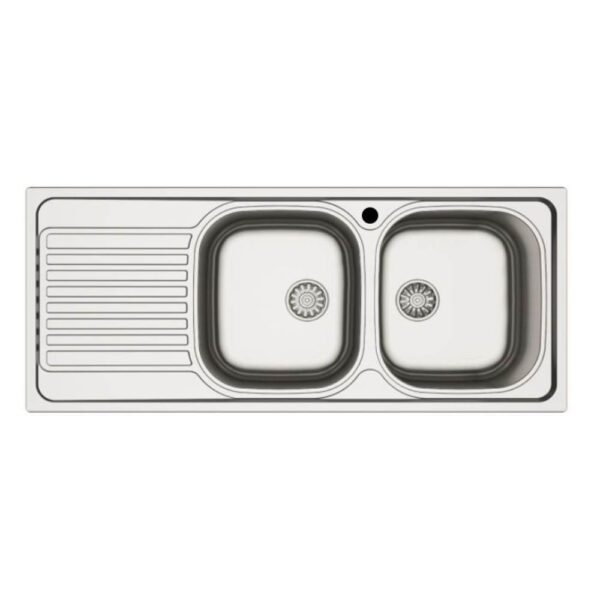 Lavello incasso cucina MP1162SX acciaio116x50 cm due vasche e gocciolatoio sinistro