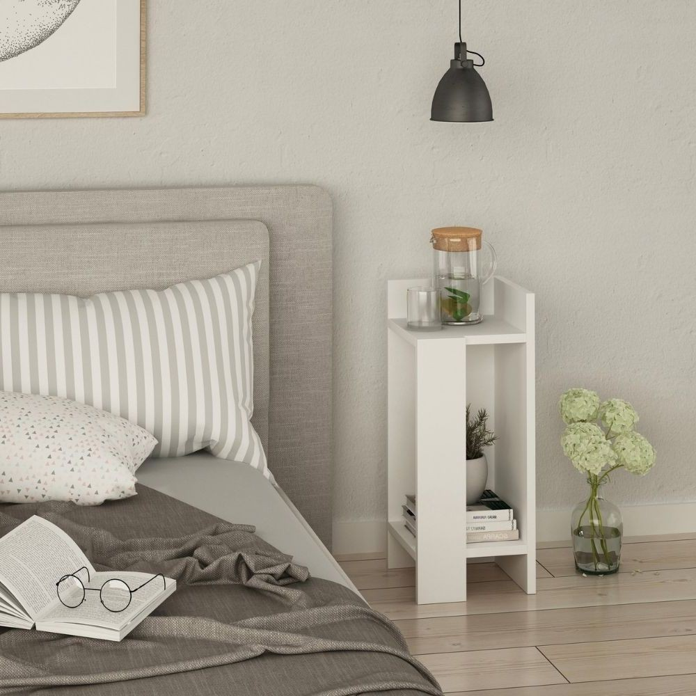 Tavolino comodino di design Elos colore bianco 25x25x60h destro