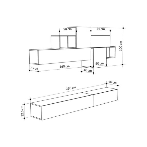 Parete attrezzata Tromen 260 cm. light mocha MTV234475