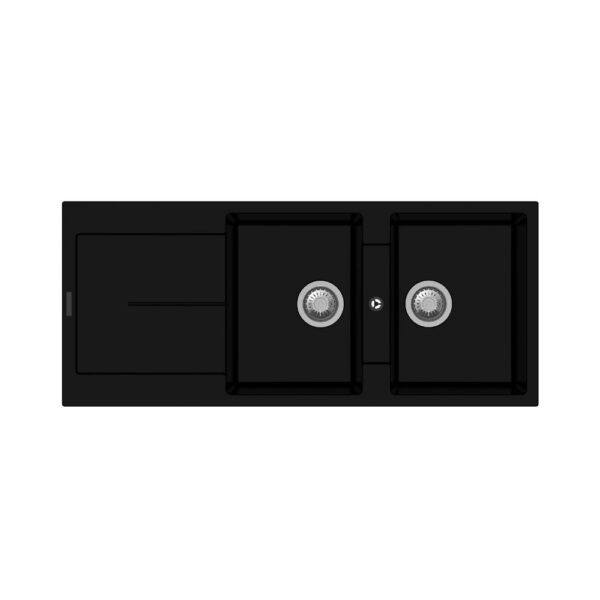 Enigma D200 lavello 2 vasche e gocciolatoio nero