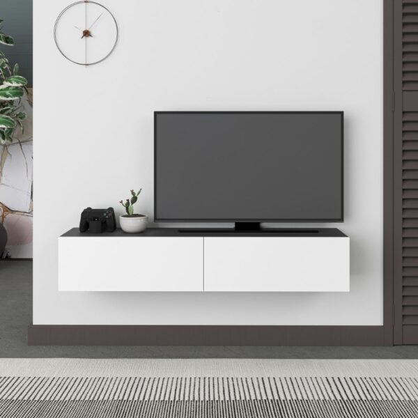 Mobile porta TV sospeso Francy antracite bianco ante a ribalta