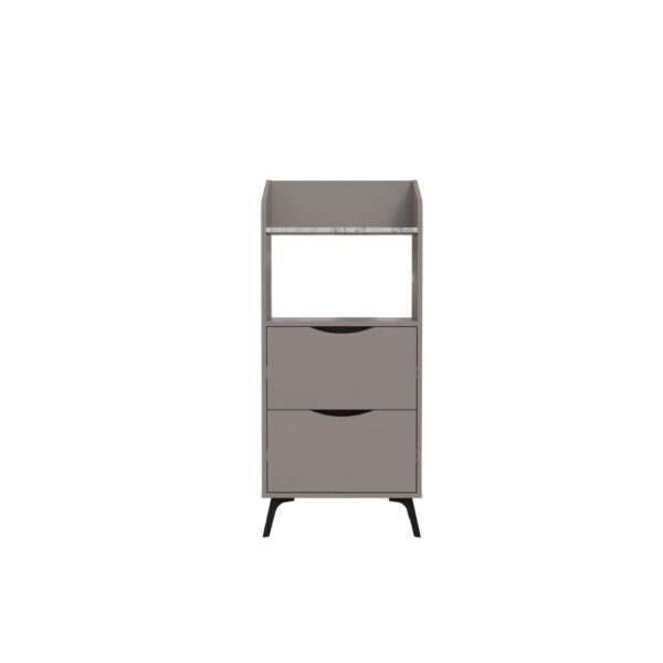 Mobile multiuso Gorki con cassetti light mocha e ripiano carrara bianco