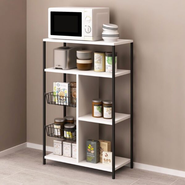 Scaffale da cucina Nilufer nero e bianco