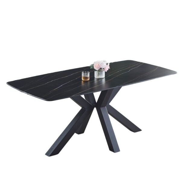 Tavolo Manta 180x90 piano ceramica effetto marmo nero