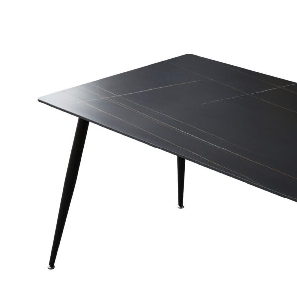 Tavolo Mila 140x80 top ceramica effetto marmo nero opaco