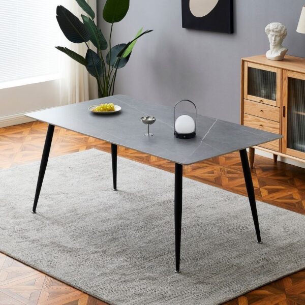 Tavolo Mila 160x90 top ceramica effetto marmo grigio cemento