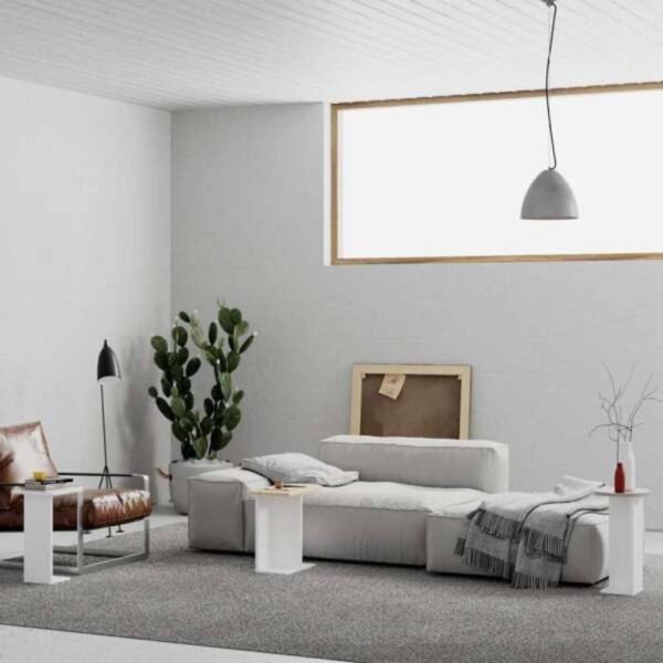 Tris tavolino da salotto Mund bianco rovere light mocha