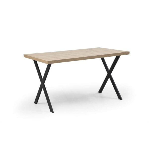 Tavolo rettangolare Bryan rovere gambe incrociate nere 139x80x76