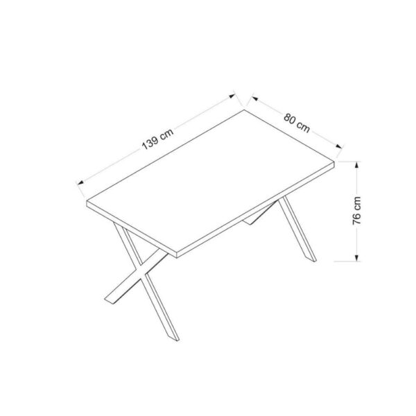 Tavolo rettangolare Bryan rovere gambe incrociate nere 139x80x76