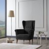 Poltrona bergere Olive tessuto grigio scuro