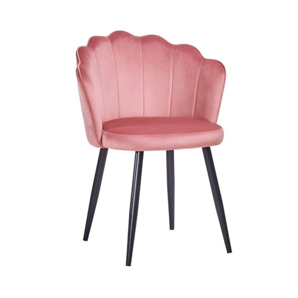 Sedia Omni velluto rosa con gambe metallo nero