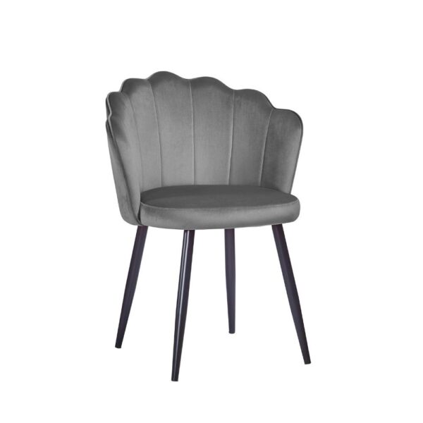 Sedia Omni velluto grigio con gambe metallo nero