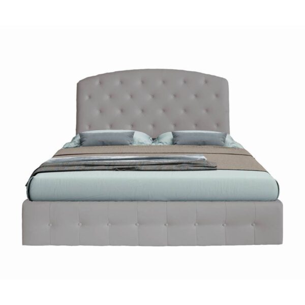 Letto matrimoniale contenitore Button2 grigio chiaro testiera curva