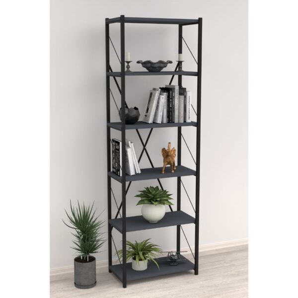 Libreria Alvin con 6 ripiani antracite struttura metallo