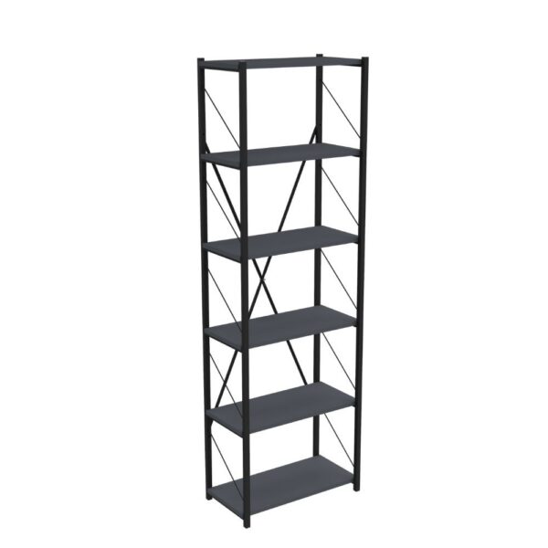Libreria Alvin con 6 ripiani antracite struttura metallo