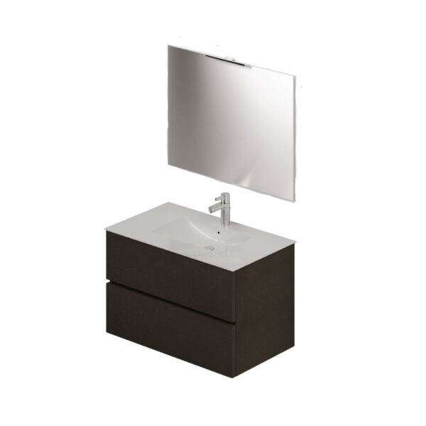 Mobile bagno con lavabo e specchio da 80 fango