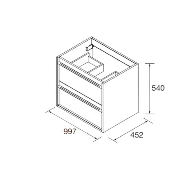 Mobile bagno sospeso Ador100 rovere ostippo con lavabo 2 cassetti 100x45x54h