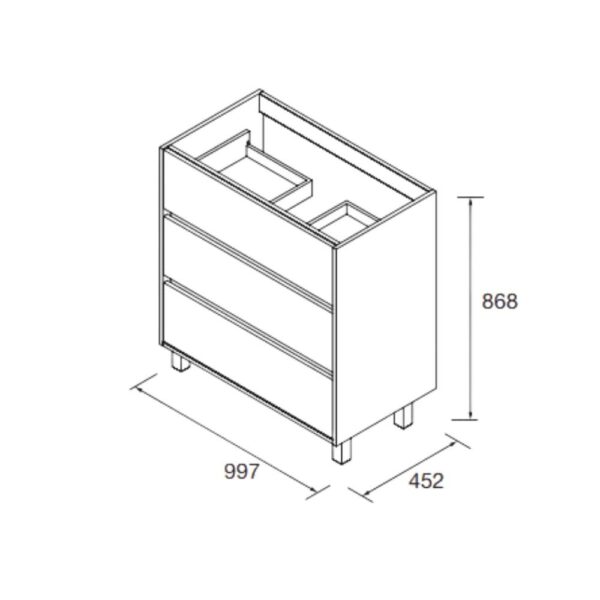 Mobile bagno Elmas100 con lavabo rovere caledonia 3 cassetti 100x45x86h