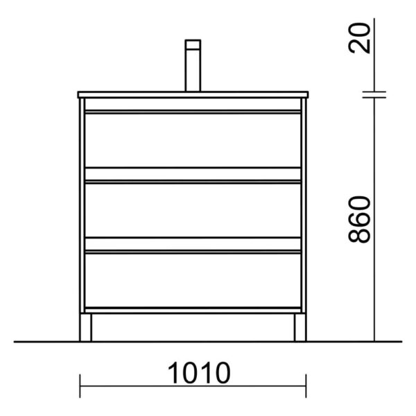 Mobile bagno Geco100 rovere ostippo con lavabo 3 cassetti 100x45x86h