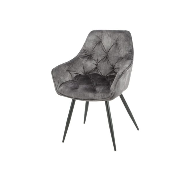 Sedia Senna in velluto colore grigio scuro con struttura metallo nero