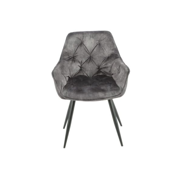 Sedia Senna in velluto colore grigio scuro con struttura metallo nero