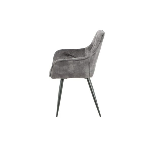 Sedia Senna in velluto colore grigio scuro con struttura metallo nero