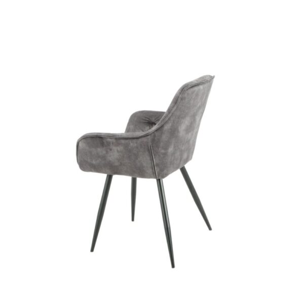 Sedia Senna in velluto colore grigio scuro con struttura metallo nero
