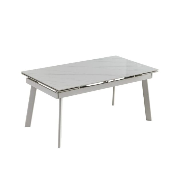 Tavolo allungabile Presena in ceramica colore bianco puro e gambe metallo nere
