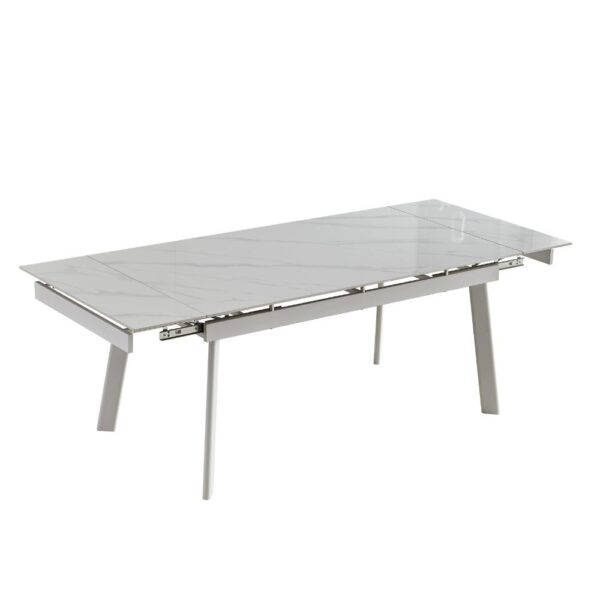 Tavolo allungabile Presena in ceramica colore bianco puro e gambe metallo nere