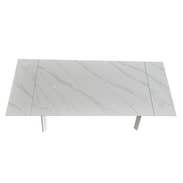 Tavolo allungabile Presena in ceramica colore bianco puro e gambe metallo nere