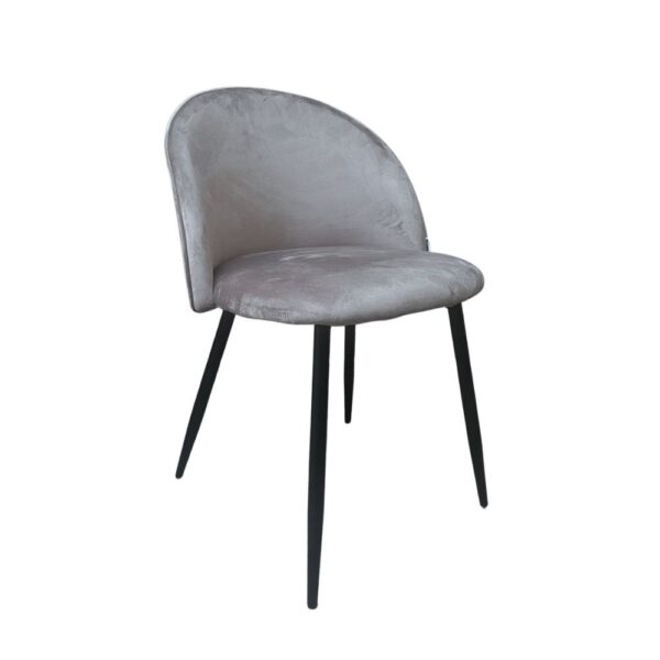Sedia Despina in tessuto colore grigio e gambe in metallo nero
