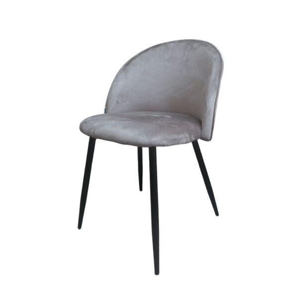 Sedia Despina in tessuto colore grigio e gambe in metallo nero