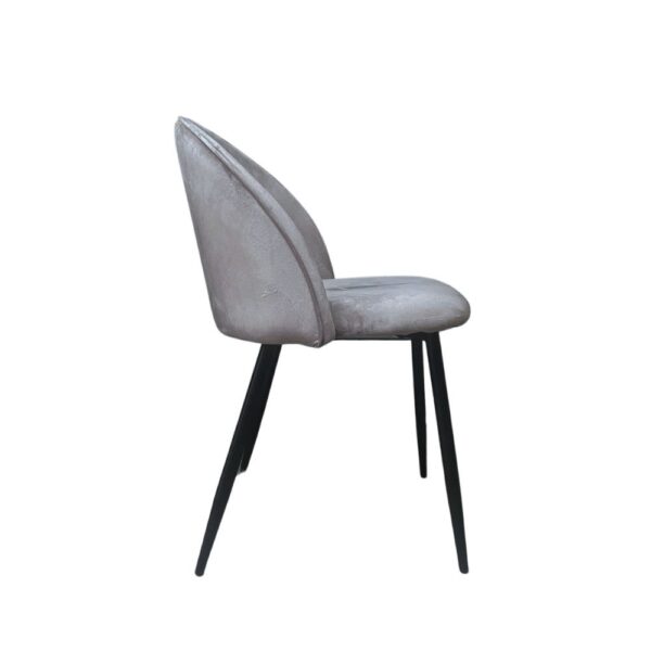 Sedia Despina in tessuto colore grigio e gambe in metallo nero