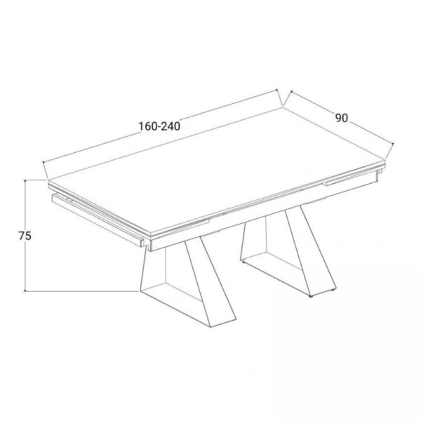 Tavolo allungabile Ariel piano in ceramica e struttura in metallo colore nero