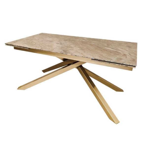 Tavolo allungabile Nefti con top in ceramica colore marrone atene lucido con gambe dorate