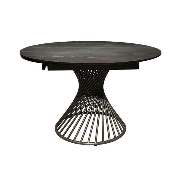 Tavolo allungabile Horus con top in ceramica colore nero-oro opaco con gambe grigie
