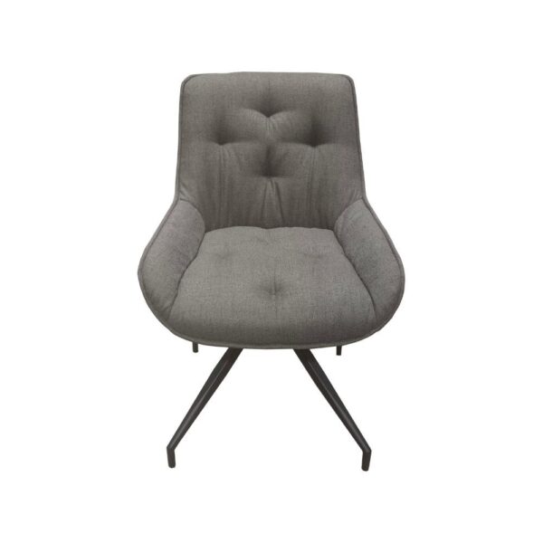 Sedia da pranzo Agora colore grigio con schienale in ecopelle grigio scuro e gambe nere con base fissa