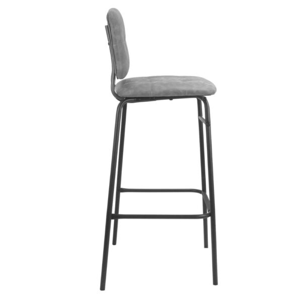 Sgabello Ross in velluto grigio con gambe nere