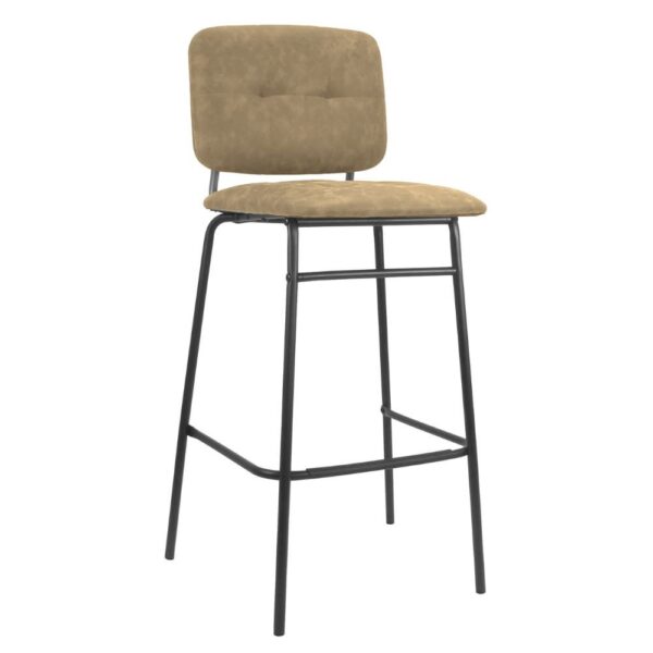 Sgabello Ross in velluto cappuccino con gambe nere