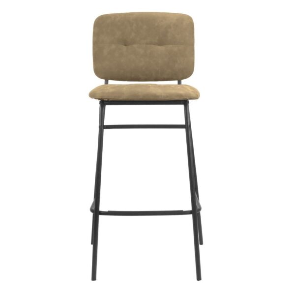 Sgabello Ross in velluto cappuccino con gambe nere