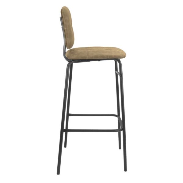 Sgabello Ross in velluto cappuccino con gambe nere