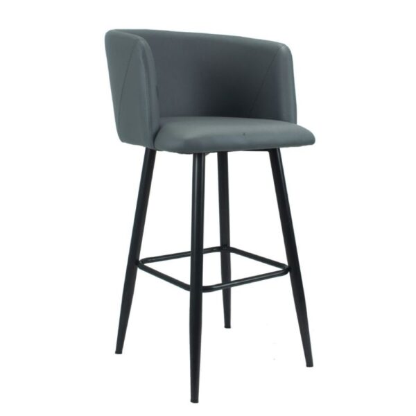 Sgabello Limin in ecopelle grigio con gambe nere opache