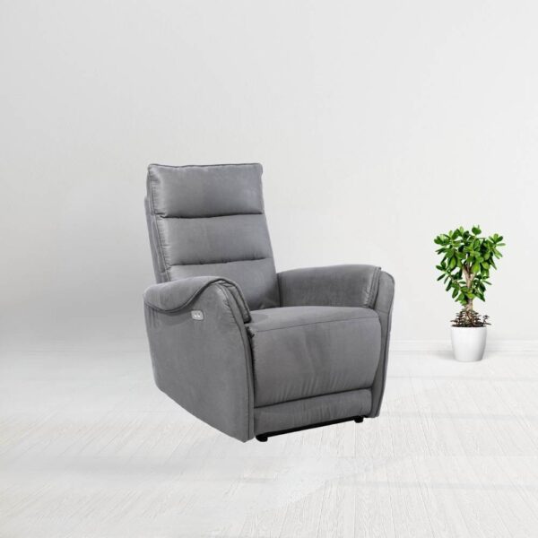 Poltrona Thun recliner elettrico effetto nabuk grigio chiaro