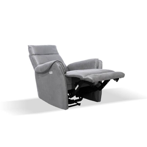 Poltrona Thun recliner elettrico effetto nabuk grigio chiaro
