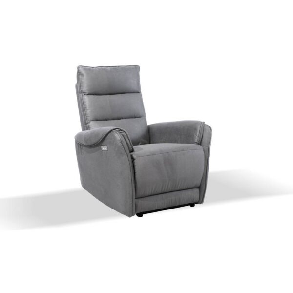 Poltrona Thun recliner elettrico effetto nabuk grigio chiaro