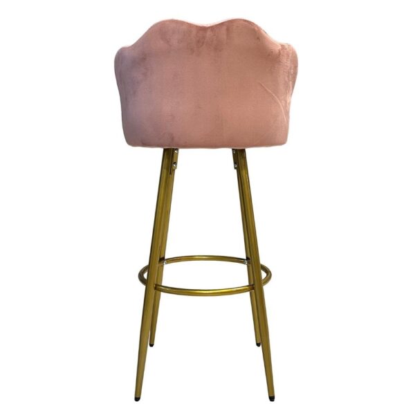 Sgabello Orel in velluto rosa con gambe dorate opache