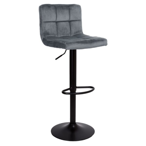 Sgabello regolabile Mosva colore grigio con gambe nere opache