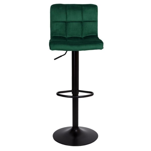 Sgabello regolabile Mosva colore verde scuro con gambe nere opache