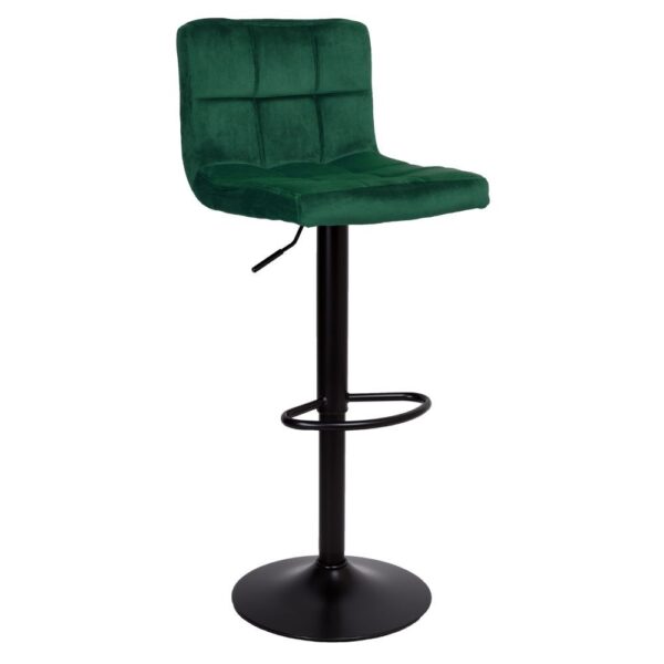 Sgabello regolabile Mosva colore verde scuro con gambe nere opache